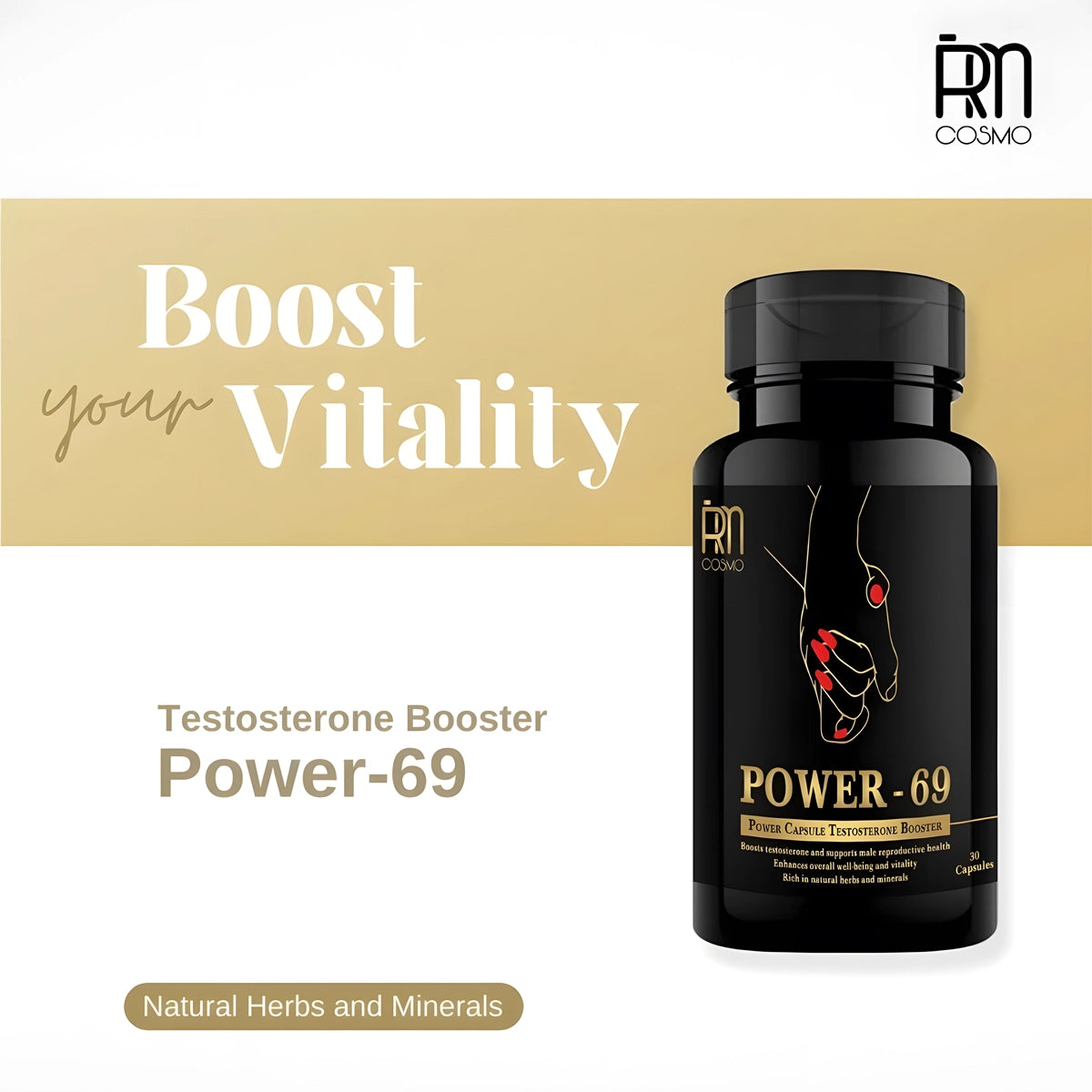 Power 69 Capsule by RMCosmo – Premium Testosterone Booster for Energy, Stamina & Performance